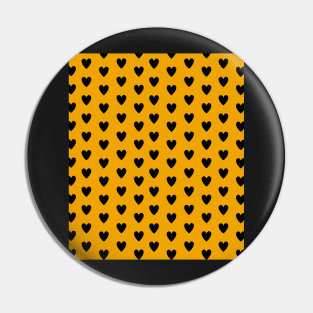 Black Hearts, Polka Dots, Pattern on Mustard Yellow Pin