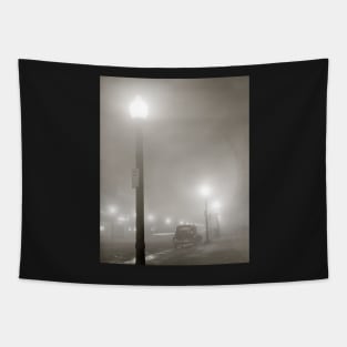 Foggy Night, 1941. Vintage Photo Tapestry