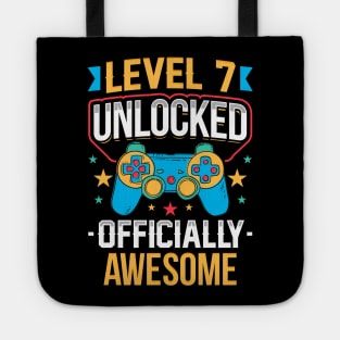 Level 7 Unlocked Officially Awesome 7th Birthday Tote