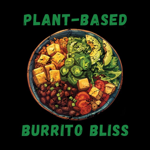 Plant-Based Burrito Bliss grunge vegan burrito bowl by Rocky Ro Designs