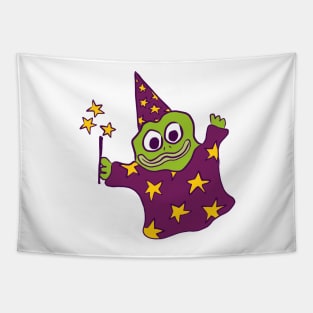 Froggy Wizard (maroon) Tapestry