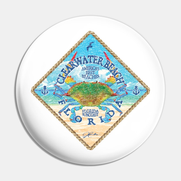 Clearwater Beach, Florida, with Blue Crab on Beach Pin by jcombs