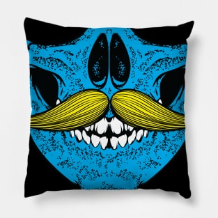 Mustache you a question - blonde and blue Pillow