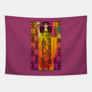 Art Nouveau lady (orange on pink) Tapestry