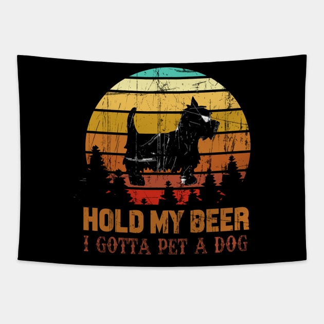 Holding My Beer I Gotta Pet This Westie Tapestry by Walkowiakvandersteen