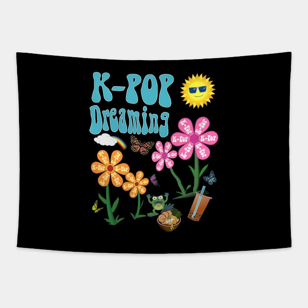 K-POP Dreaming with flowers, clouds and rainbow Tapestry by WhatTheKpop