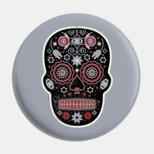 Terciopelo Rojo Skull Socket Mexican Sugar Skull Pin