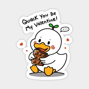 Happy Valentine With Cute Pinwheel Duck Eat Chocolate Magnet