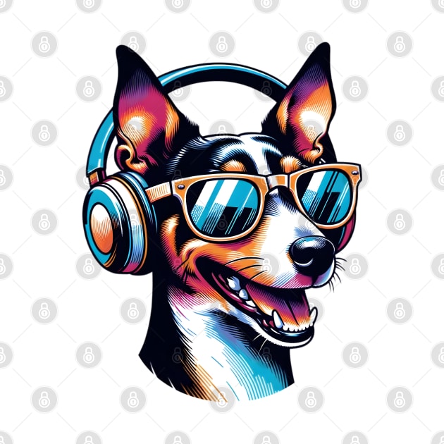 Smiling Rat Terrier DJ in Bold Japanese Art by ArtRUs