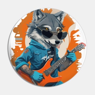 Wolf Play Guitar Pin