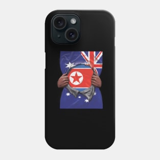 North Korea Flag Australian Flag Ripped - Gift for North Korean From North Korea Phone Case