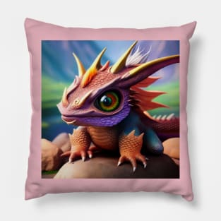 Baby Red Dragon with Rainbow Eyes Pillow