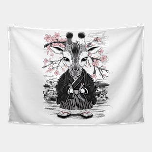 Despondent Giraffe Japanese Art Print Tapestry