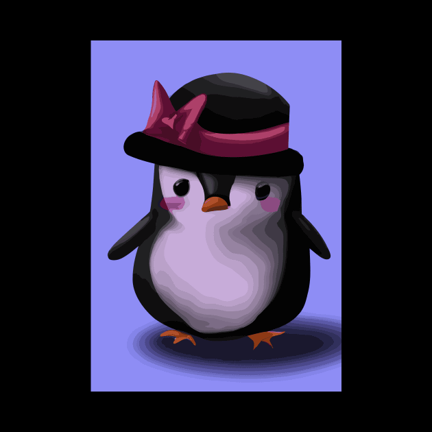 Penguin with Cute Pink Hat by maxcode