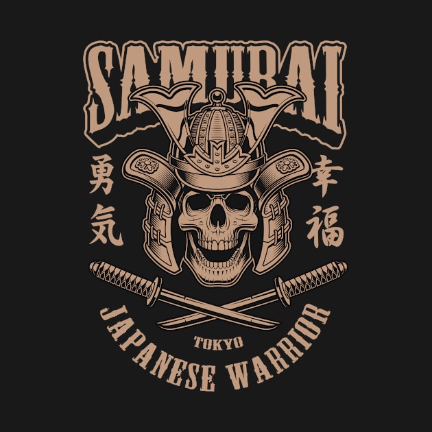 Skull in samurai Japanese warrior Tokyo characters by YANISOVE