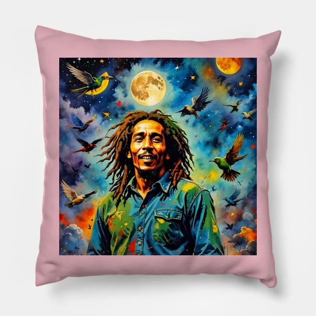 THREE LITTLE BIRDS 6 Pillow by MAXIMUM STREET COUTURE