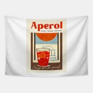 Retro Aperol Poster Sunny Day Homebar, Kitchen Bar Prints, Vintage Drinks, Recipe, Wall Art Tapestry