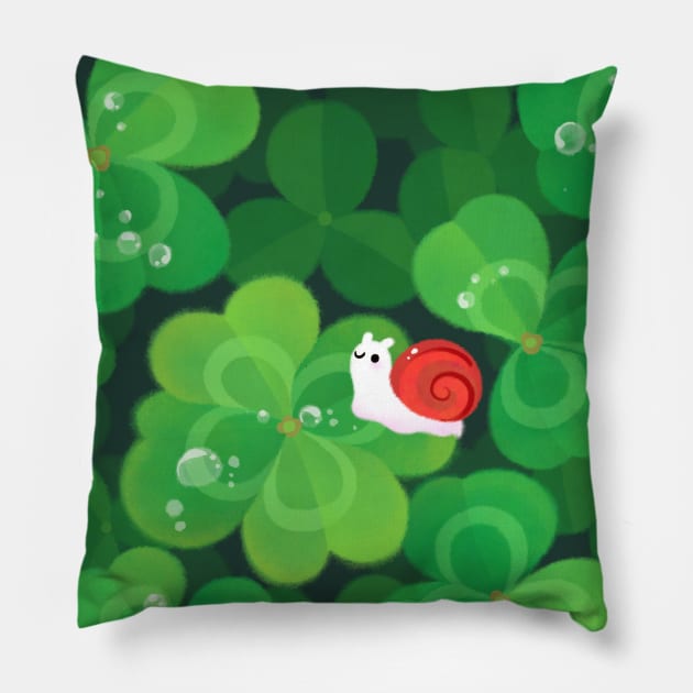 Happy lucky snail Pillow by pikaole