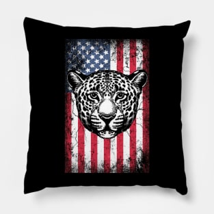 Patriotic Leopard American Flag Pillow
