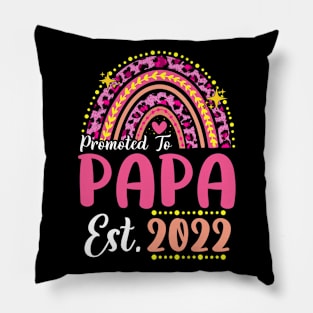 Promoted to Papa Est.2022 Rainbow Dad to Be New Dad Pillow