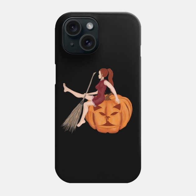 Witch and pumpkin Phone Case by KateQR