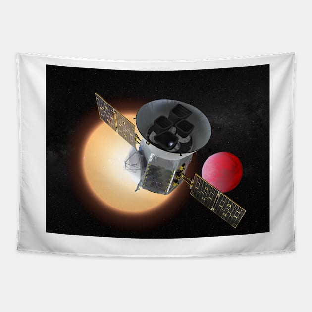 Transiting Exoplanet Survey Satellite, illustration (C038/5577) Tapestry by SciencePhoto