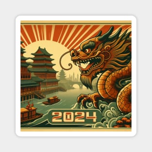 2024 Chinese New Year Wooden Dragon Magnet