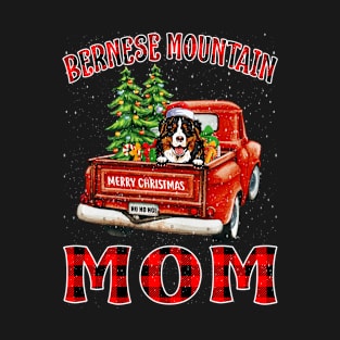 Christmas Bernese Mountain Mom Santa Hat Truck Tree Plaid Dog Mom Christmas T-Shirt