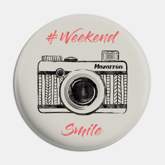 Camera Weekend Smile Pin by mazarronsouvenirs