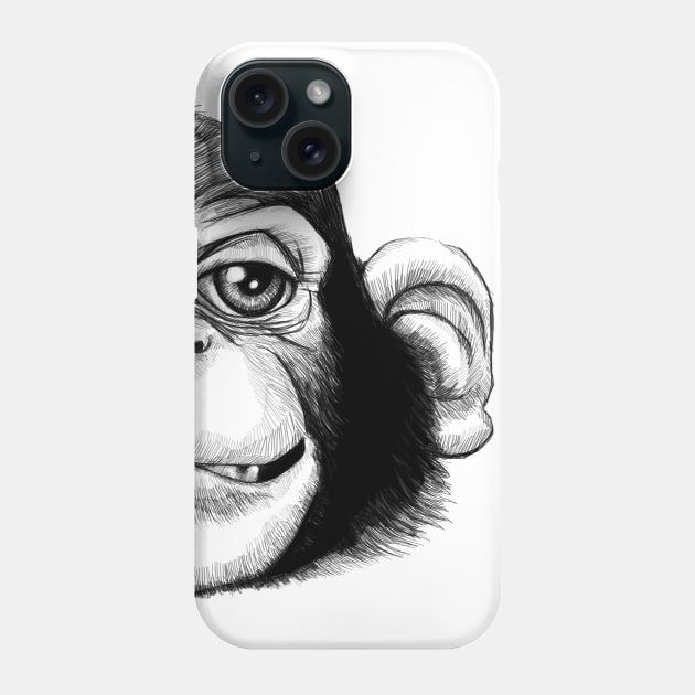 A cheeky baby chimp! Phone Case by BigNoseArt