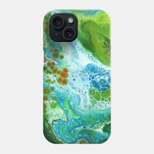 Fluid Art In Orange, Green, Blue and White Phone Case