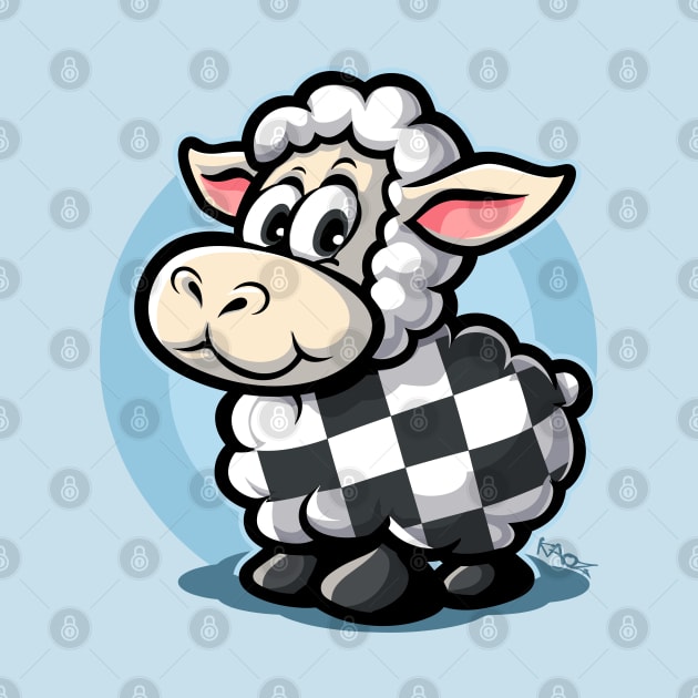 checkered pattern racing flag cartoon sheep by KAOZ