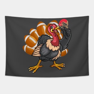 Cool Football Player Gift Gobble Thanksgiving Turkey Tapestry