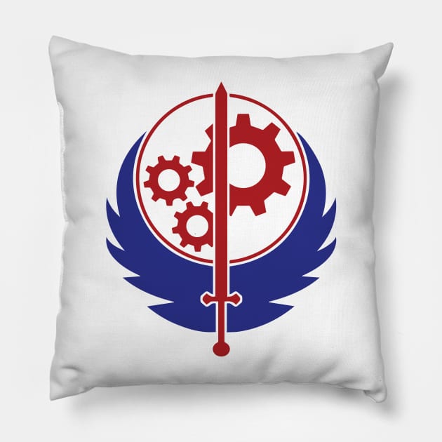 Red White and Blue Brotherhood of Steel Pillow by zuckening