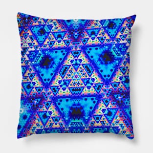 Kaleidoscopic Blaze in Blue Pillow