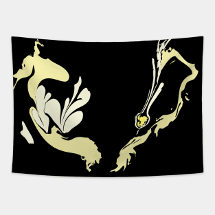 Yellow-Black Water Marbling Abstract Fluid Art Tapestry