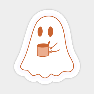 A cute ghost with a cup of tea/coffee/hot chocolate Magnet