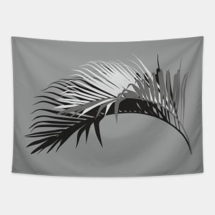 Palm leaf with shadow. Black and white illustration Tapestry