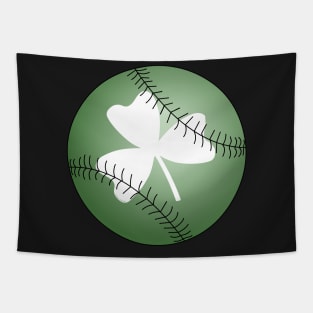 Baseball White Irish Shamrock Tapestry