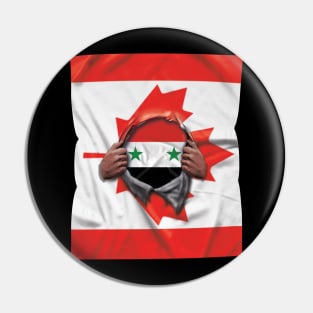 Syria Flag Canadian Flag Ripped - Gift for Syrian From Syria Pin