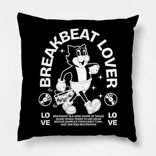 BREAKBEAT  - Lover Retro Mascot Cat (white) Pillow