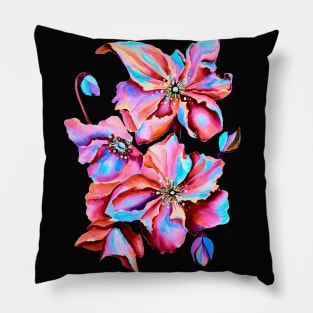 Watercolor Himalayan Blue Poppies Pillow