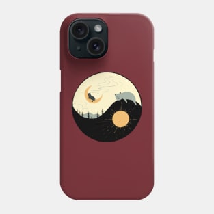 Moon and Sun Day Night YinYang kiity Phone Case