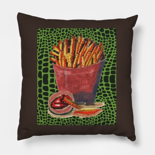 French Fries Pillow by Mila-Ola_Art