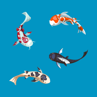 Koi Fishes Sticker Pack - Set of 4 Koi Japanese Carps Bundle T-Shirt