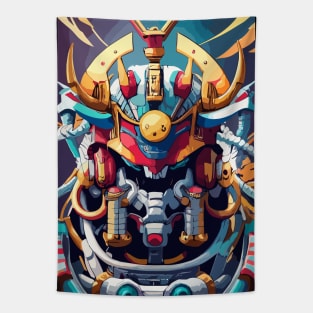 Mecha Oni Samurai Mask Tapestry