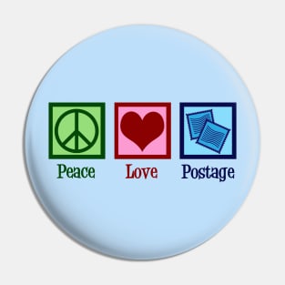 Peace Love Postage Stamps Pin