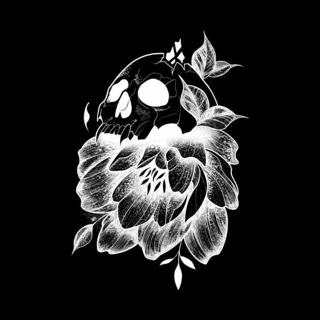 Skull and flower (white version) by Gmonster