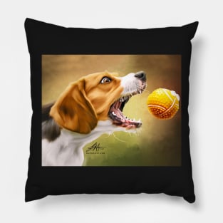 Digital Dog Playing Catch Pillow