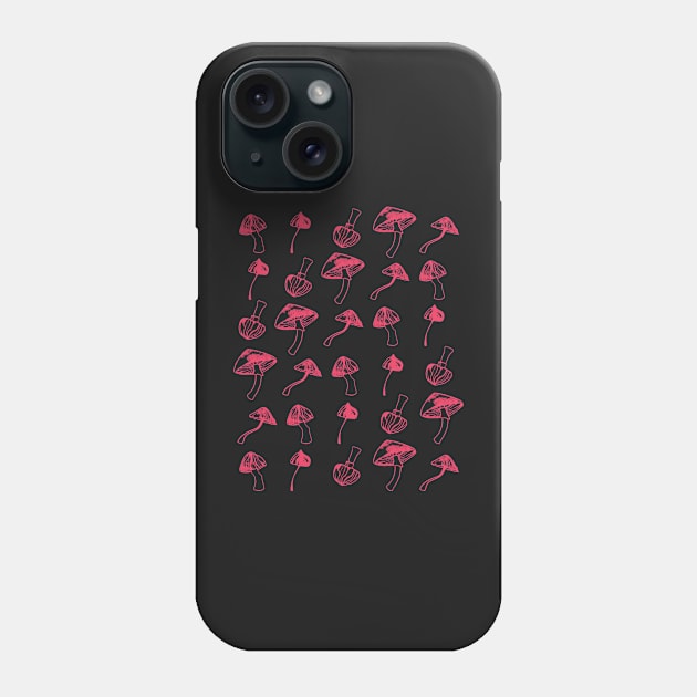 Mushrooms on Black Phone Case by Sloosh